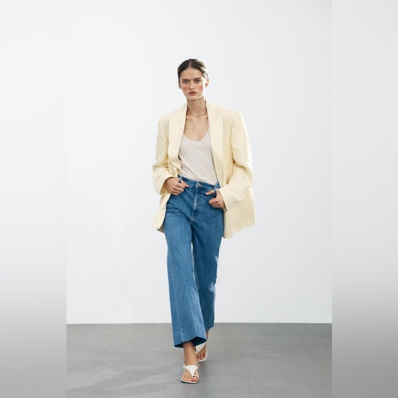 NWT ZARA MINIMAL LINEN BLAZER - Picture 8 of 15